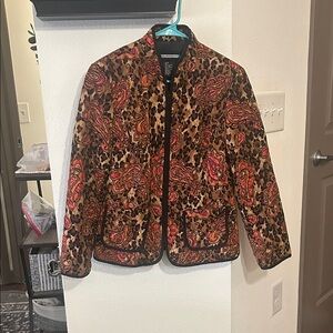 Requirements Jacket Lady's Large Multi Colored M Long Sl Zip Front Black Trim 🐆